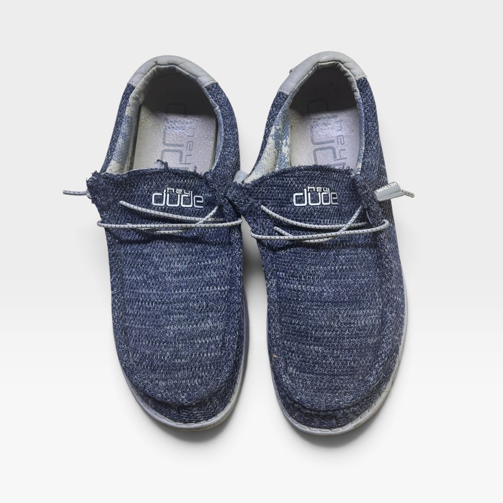 Hey Dude Wally Blue Marl Knit Slip On Loafers Mens Size 11 110352119